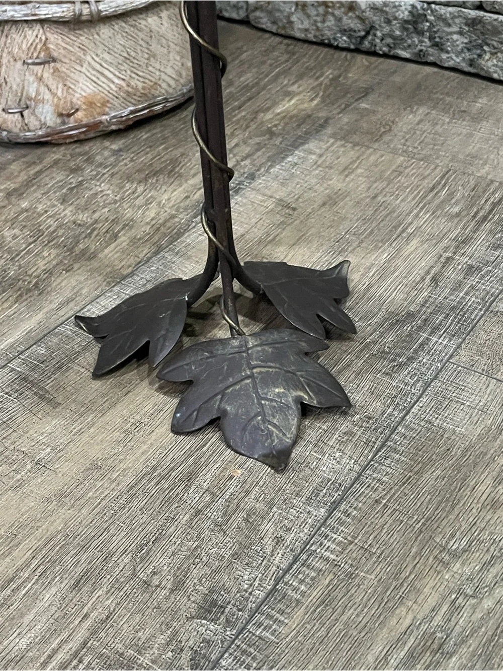 Decorative Brown Metal Leaf Wall Candle Holder - ~EUC